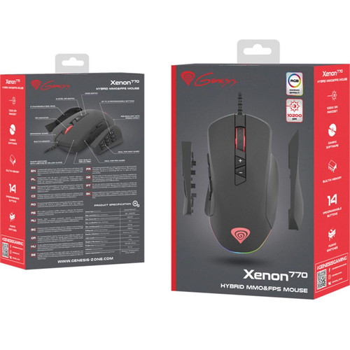 Genesis Xenon 770 RGB Gaming Mouse used, 10200 DPI, black