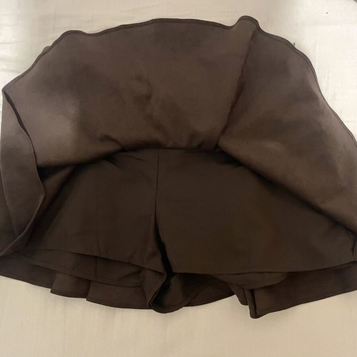 Zara Brown Velvet Ruffle Skort Like New Size L
