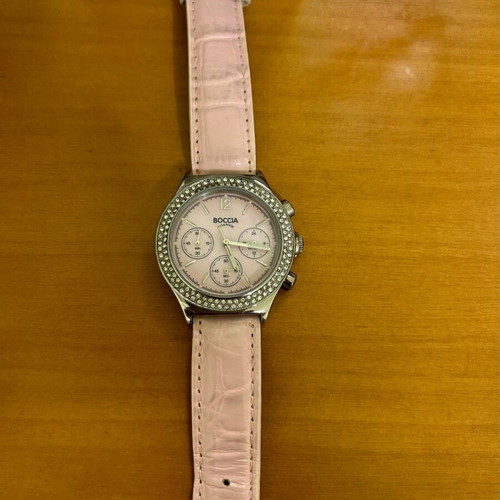 Boccia Damen Titanium Pink 3370‑03 watch like new with chronograph and pink dial