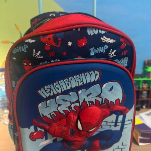 Spiderman preschool trolley school bag