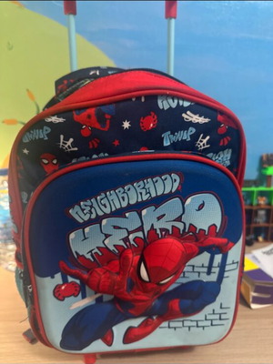 Spiderman preschool trolley school bag