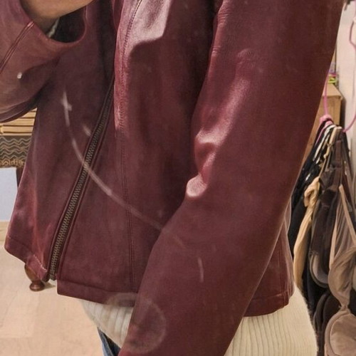 Real leather crimson jacket size L like new