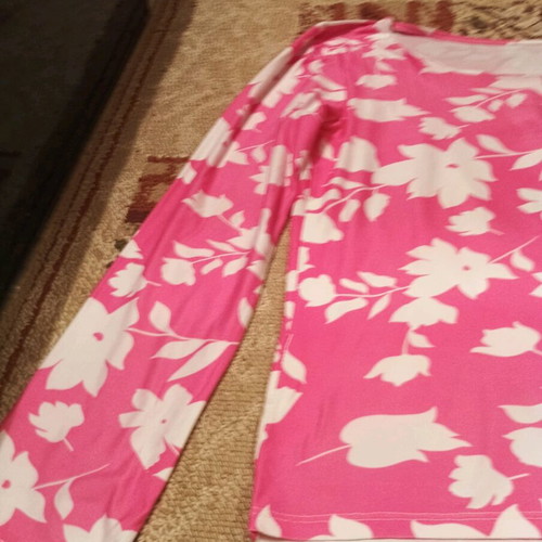 Women's blouse new, size large, white and pink