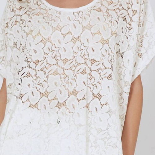 H&M lace transparent white women's short-sleeve top new