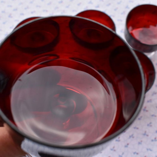 Vintage Luminarc Cavalier glasses 5 pcs ruby red like new