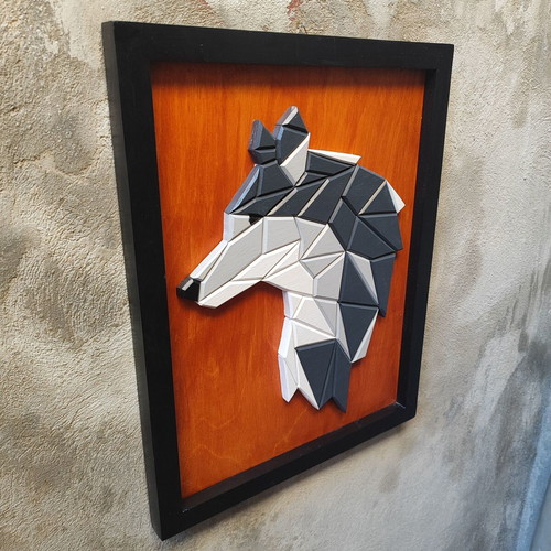 Geometric Wolf 3D Wooden Wall Art Prism Lykos new