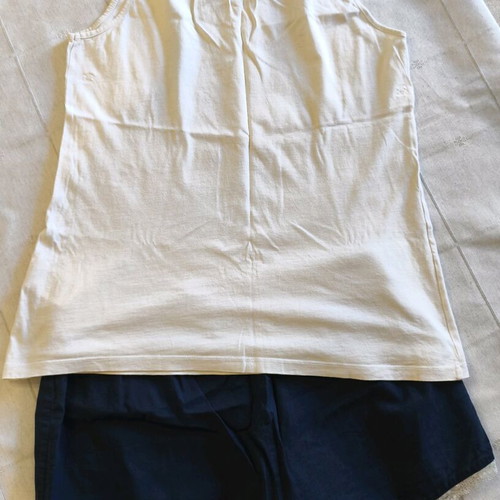 Girls' summer pajama set 12-14 used, white and blue
