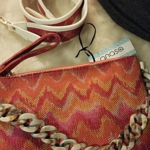 Crossbody and clutch bag in orange shades like new