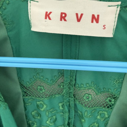 Karavan green short dress like new with belt and buttons