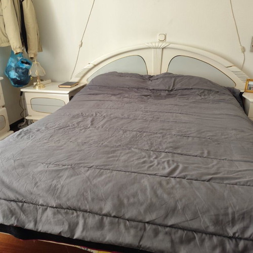 Bedroom furniture set with double bed, two nightstands, dressing table and mirror