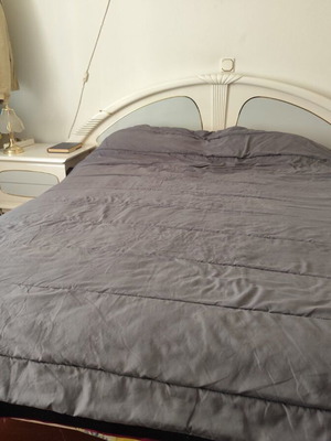 Bedroom furniture set with double bed, two nightstands, dressing table and mirror