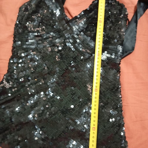Ysatis sequin top satin back tie size M like new black