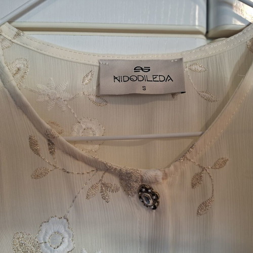 Nidodileda asymmetric dress S new, ivory with floral embroidery