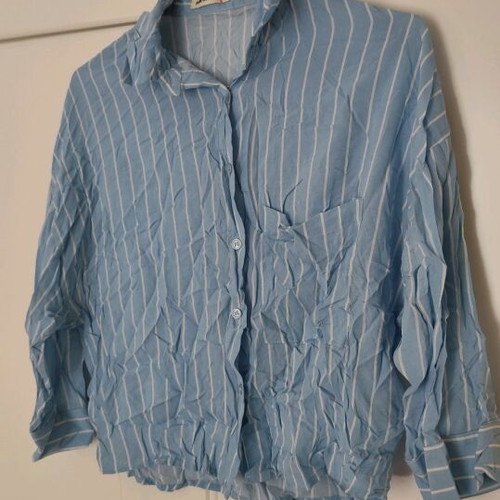 Striped shirt Pink Woman like new, summer short sleeve, white and blue