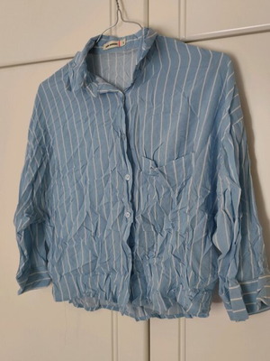 Striped shirt Pink Woman like new, summer short sleeve, white and blue