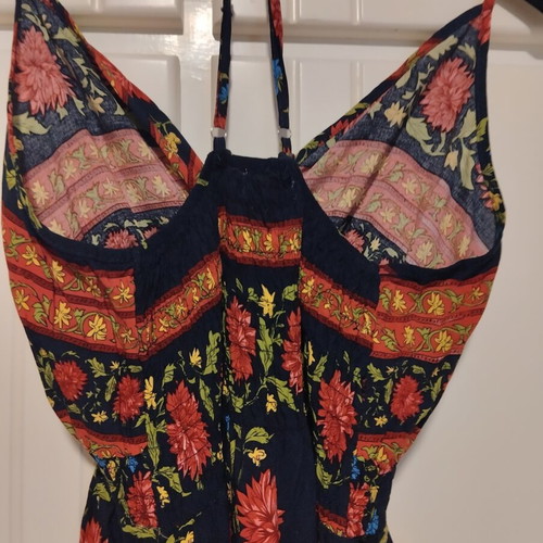 Summer dress used, large, long with cross back and elastic under bust