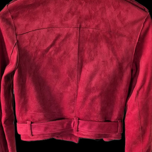 Biker jacket vegan suede Bershka red like new XS