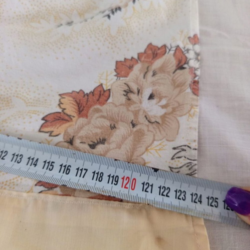Set of 3 cotton single bed sheets used with beige-brown floral pattern