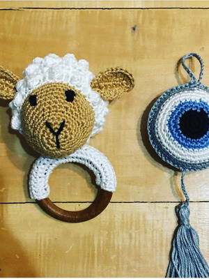 Set of lamb rattle and evil eye new, suitable for newborn