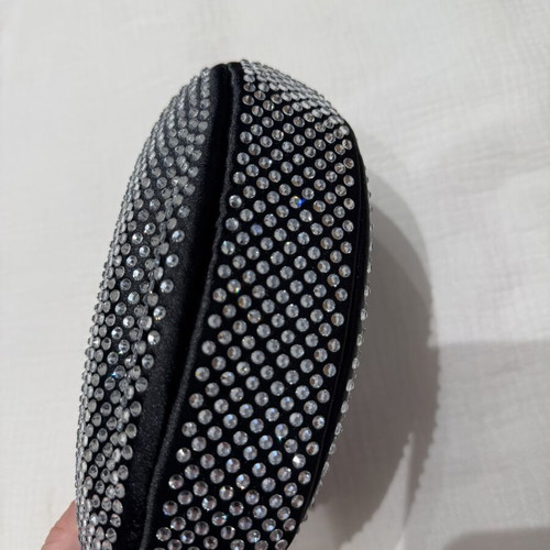 Crystal hand bag like new, black shiny