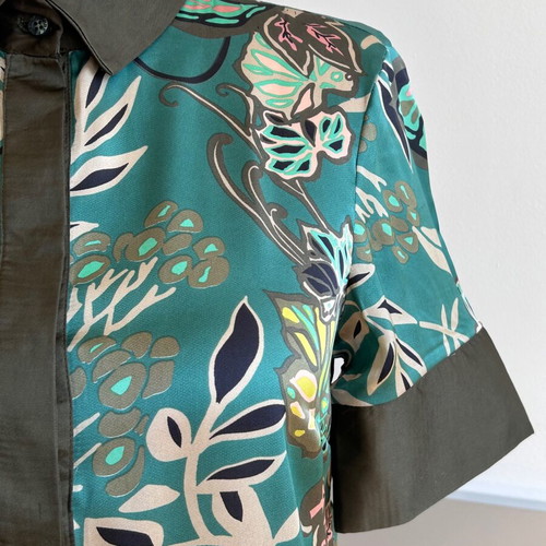 Frederica Erre floral satin shirt size S like new