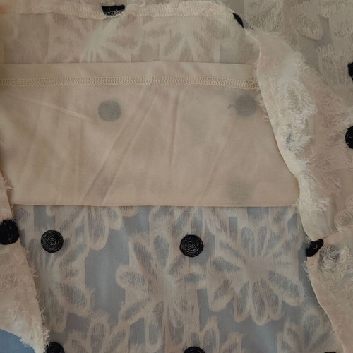Shein romantic beige blouse with black polka dots and velvet ribbon
