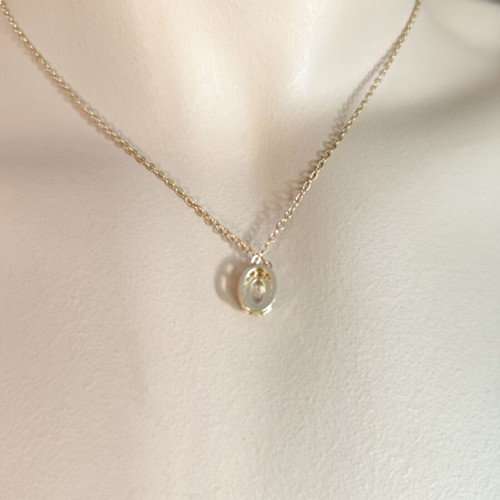 Stainless steel necklace with white pendant