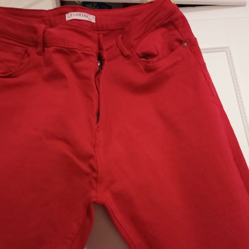 Red elastic denim pants new, size 54