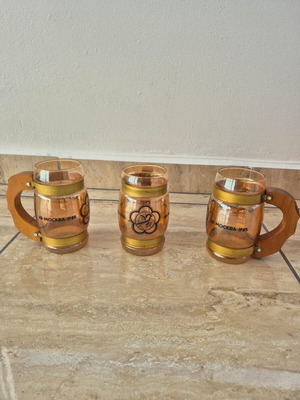 Glass beer mugs like new, set of 3 pieces