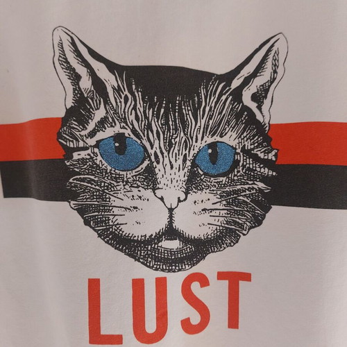 White t-shirt with print used, size S/M