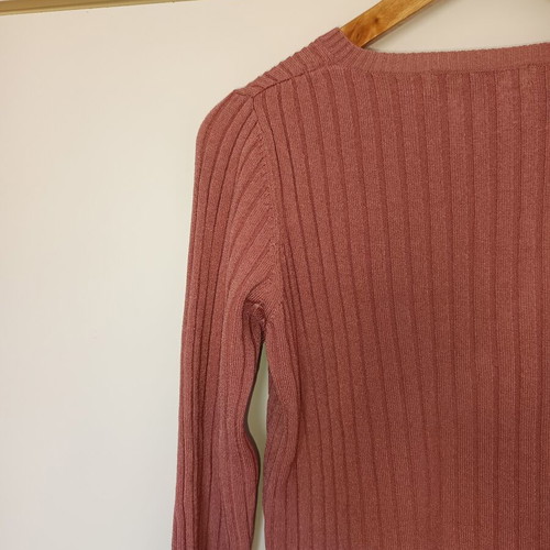 Zara pink ribbed long-sleeve sweater used, slim fit