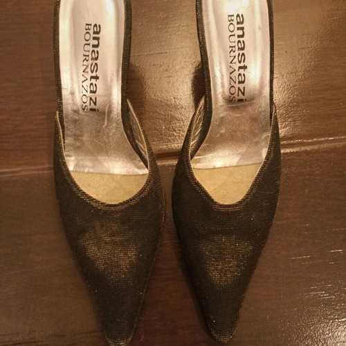 Anastazi Bournazos black and gold mule pumps like new, size 39