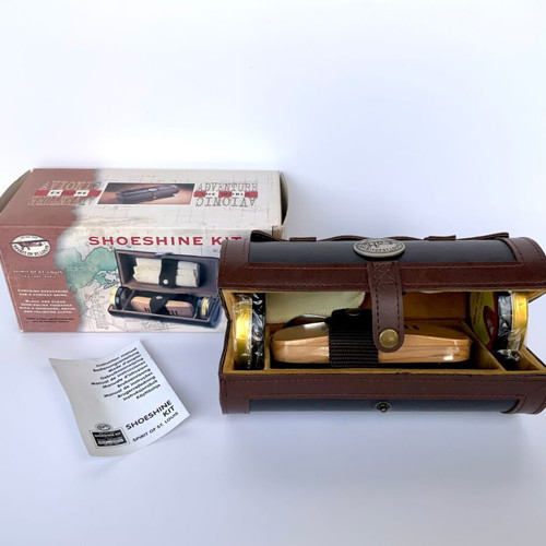 SPIRIT-OF-ST.LOUIS Travel Shoe Care Kit New Leatherette Case