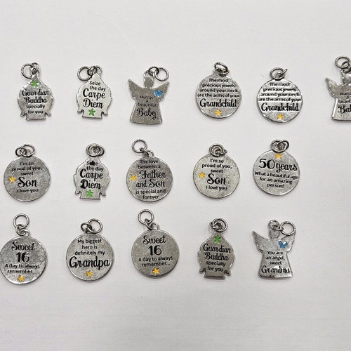 Stainless steel craft materials new, 96 letter charms, 16 wish charms, 12 necklace chains, 3 bracelet chains