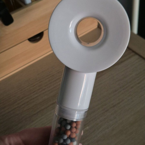 Bathroom shower head with filter and flow functions like new, white