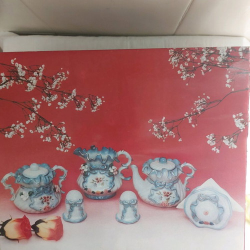 Hand-painted faience breakfast set new, 6 pieces