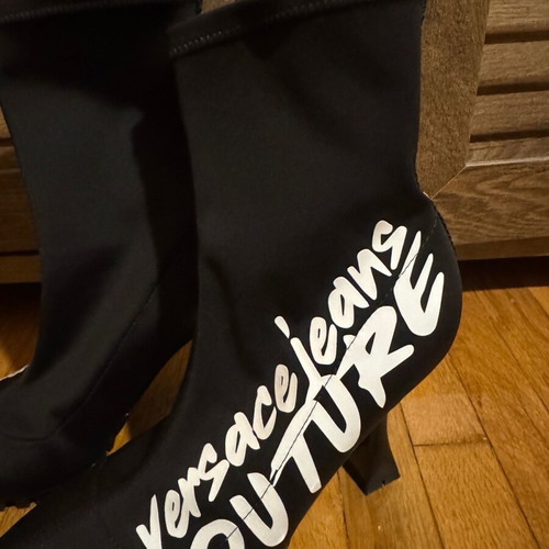 Versace sock boots like new, black with 10cm heel