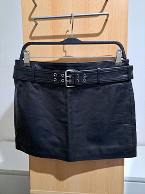 Zara Leather Mini Skirt Black New Size XS, S