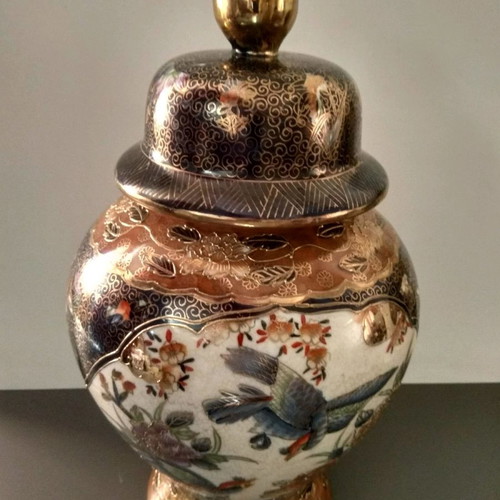 Royal Satsuma set used, 8 pieces with lamp and vases