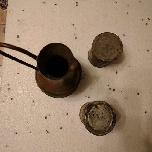 Antique Egyptian set restored, copper jug and bronze cups
