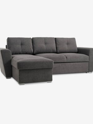 3-seater sofa bed with chaise lounge, dark grey fabric