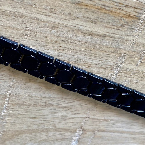 Men's black stainless steel bracelet, modern geometric design