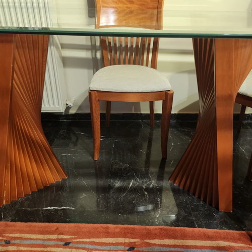 Glass dining set 6 seats like new
