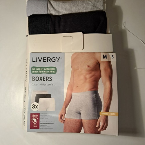 Livergy men's boxers new, pack of 2, size M, gray and black