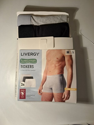 Livergy men's boxers new, pack of 2, size M, gray and black