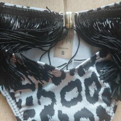 Leopard Print Bikini with Fringe and Removable Straps new