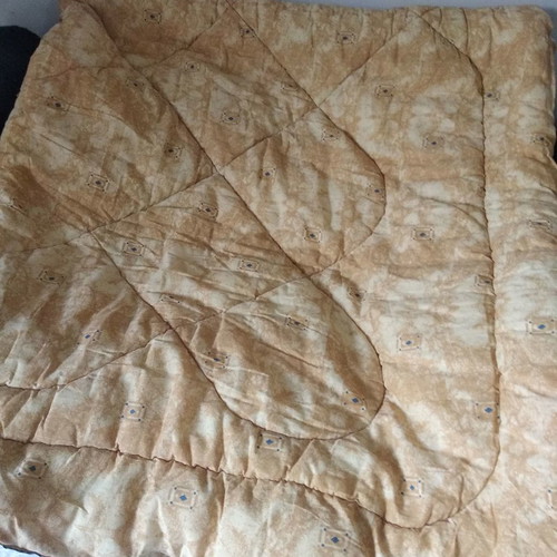 Double quilt used, thick, cream-blue with modern patterns