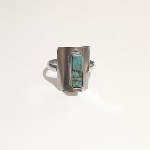 Handmade silver ring with turquoise semi-precious stone new