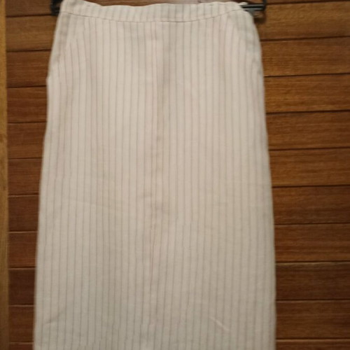 Linen set shirt and midi skirt like new, white with red stripe