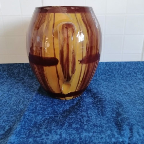 Clay wine jug vintage handmade glazed ceramic